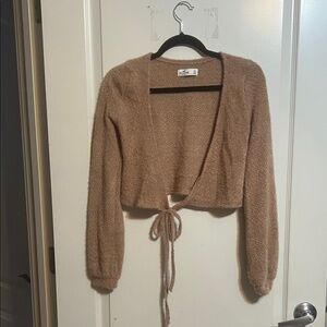 Hollister camel colored Women's tie Cardigan Sweater